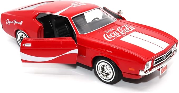 Motor city classics Coca-Cola Diecast Collectible | 1971 Ford Mustang Sportsroof | 1:24 Diecast Scale Model 424071 | Officially Licensed Coca-Cola Diecast