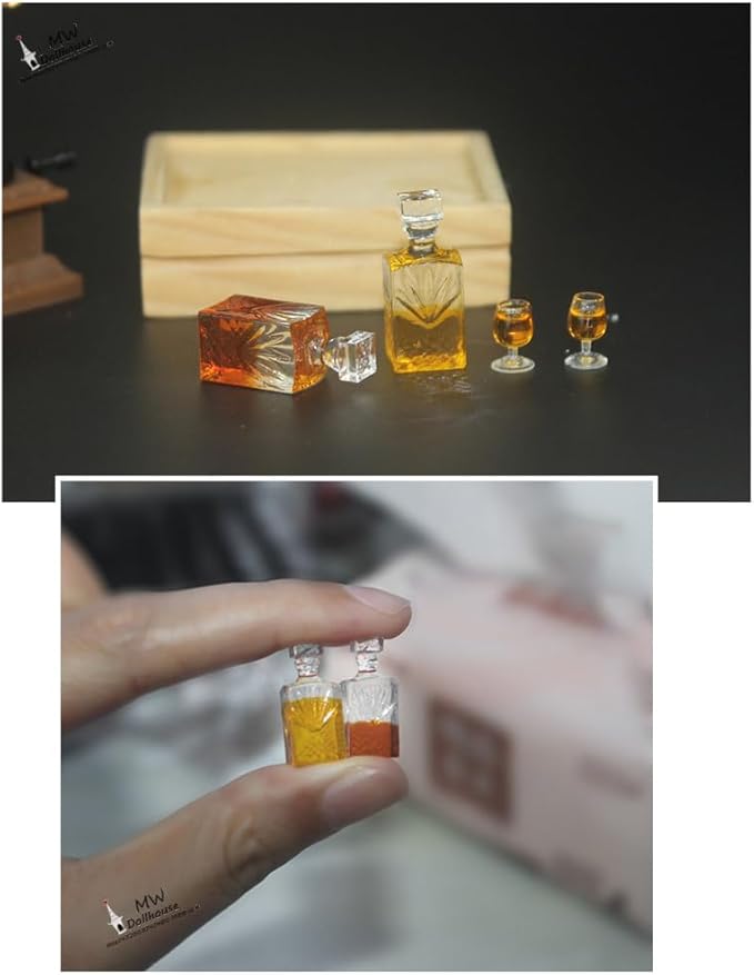 1 Set 1:12 Scale Exquisite Mini Whiskey Wine Bottle Bar Model, Mini Alcohol Bottles, Dollhouse Miniature Accessories, Verisimilitude Mini Whiskey Wine Decoration Convenient and Nice