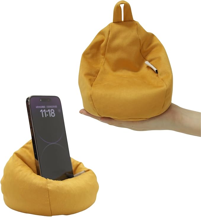 2pcs Cover of Miniature Bean Bag Couch for Doll (No Filler) Ultra Soft Microfiber Microsuede Anti Slip Mini Bean Bag Chair Cell Phone Holder Mustard