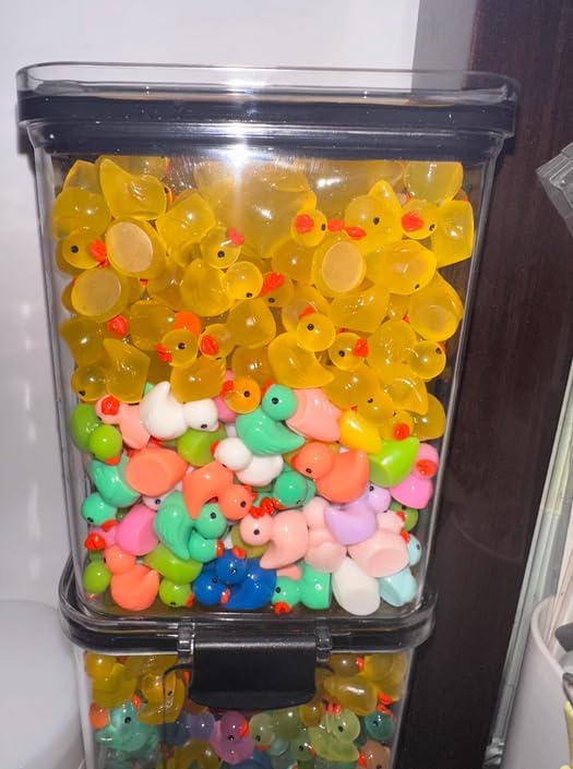 100pcs Mini Resin Duck,15 mm Dollhouse Décor for Aquarium Decor Micro Fairy Garden Landscape Hide,Seek Party Toys,Easter Basket Stuffer, Gift for All Ages (Nonluminous-Red)