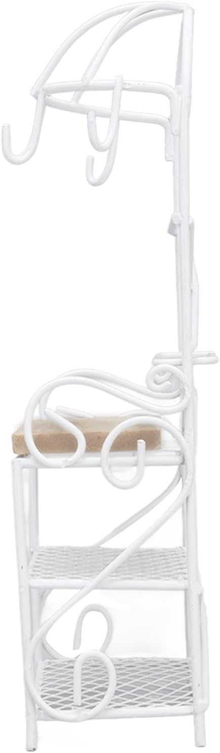 1:12 Miniature Bakers Rack, Dollhouse Kitchen Accessories Miniature Furniture Wooden Storage Rack Storage Display, for Living Room Decoration(White)