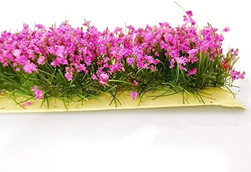 Warmtree 10 Pcs DIY Miniature Colorful Flower Strips Self Adhesive Flower Cluster Static Grass Tufts for Train Landscape Railroad Scenery Sand Military Layout Model Miniature Bases and Dioramas