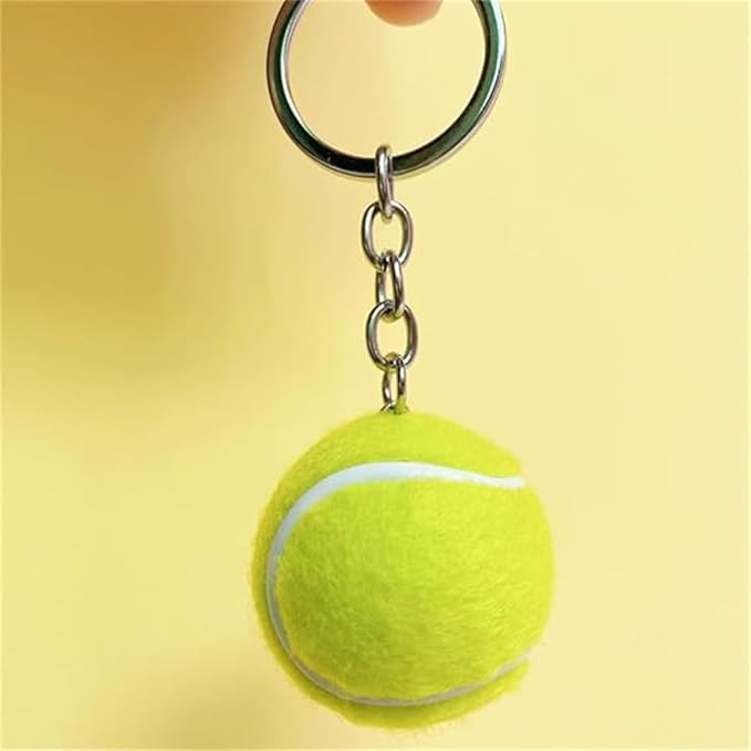 MDFREL 3D Mini Tennis Ball Keychain Sports Keychain Tennis Ball Pendant Keyring Car Key Ring Sport Key Chain Tennis Ball Keyrings Bag Pendants for Sport Lovers Kids Party Favors