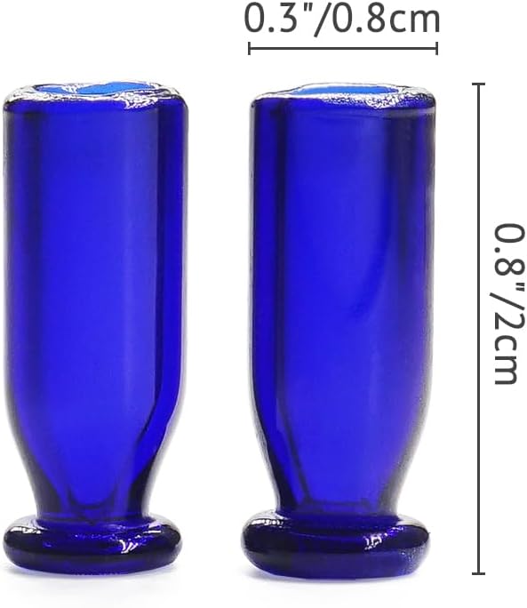 Odoria Dollhouse Drinking Glasses Miniature: 1/12 Scale Water Wine Glass for Doll House Kitchen Dining Room - Mini Blue Drinkware Restaurant 2Pcs
