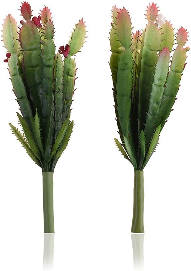 Bluecell 2pcs Real Looking Artificial Cactus Artificial Cacti Plant DIY Material for Home Decoration Flower Arrangement