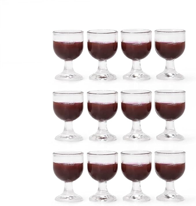 Odoria 1/12 Miniature Wine Glasses 12Pcs Dollhouse Decoration Accessories, Red Wine