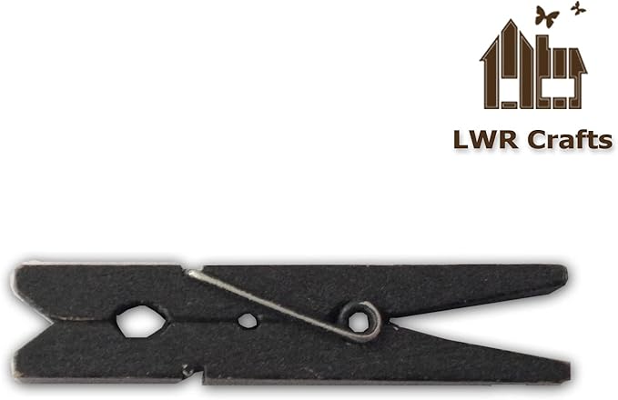 LWR CRAFTS Wooden Small Clothespins 1-7/8" 4.8cm 50 Pieces Per Pack (Black)