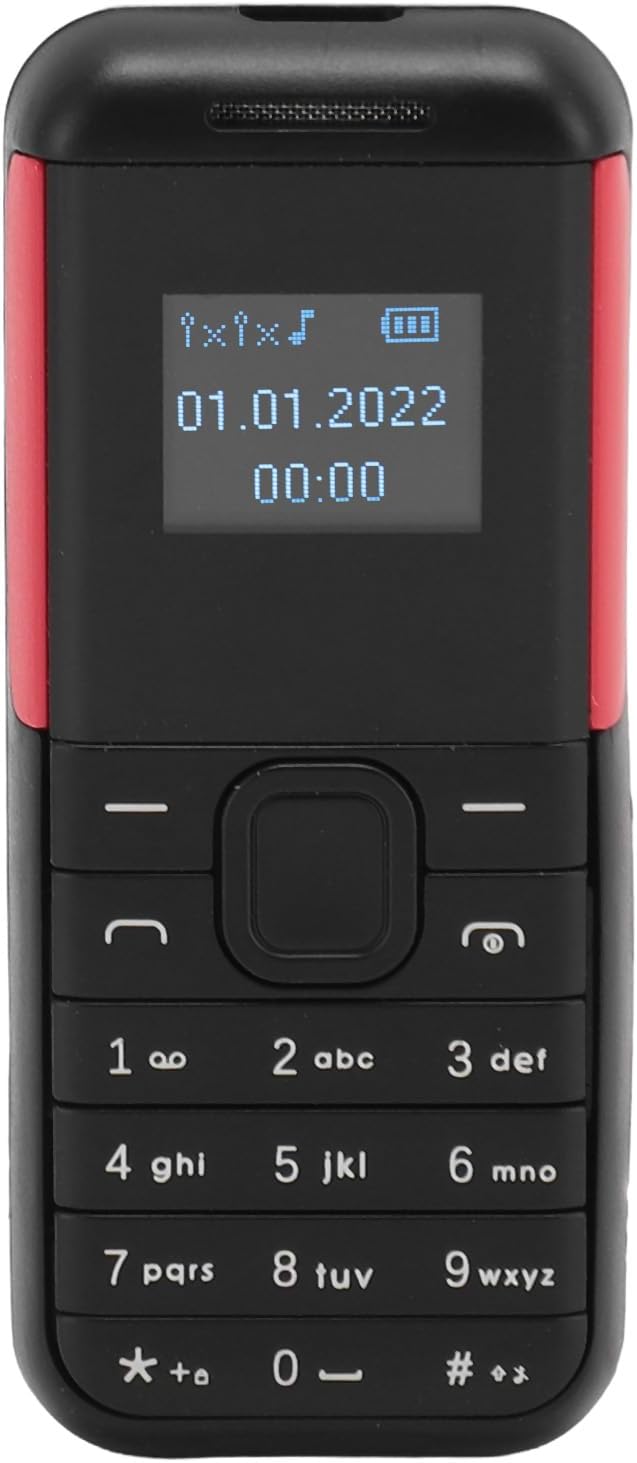 GOWENIC Small Mini Phone, 2G GSM Dual SIM Unlocked Smartphone, 0.66inch Screen 380mah Kids Small Smartphone, Bluetooth Sound Player Basic Phone (Black Red)