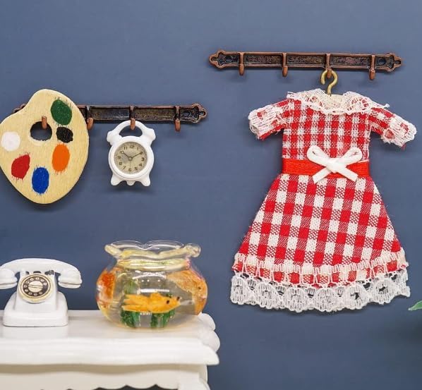 3Pcs Brown 1/12 Miniature Coat Rack Dollhouse Decoration Accessories