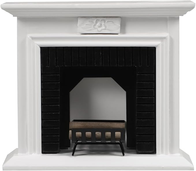 VICASKY 1:12 Scale DIY Dollhouse Miniature Fireplace Set with Realistic Firewood - Wooden Model Kit for Doll House Decor, Collectibles, Creative Craft Project