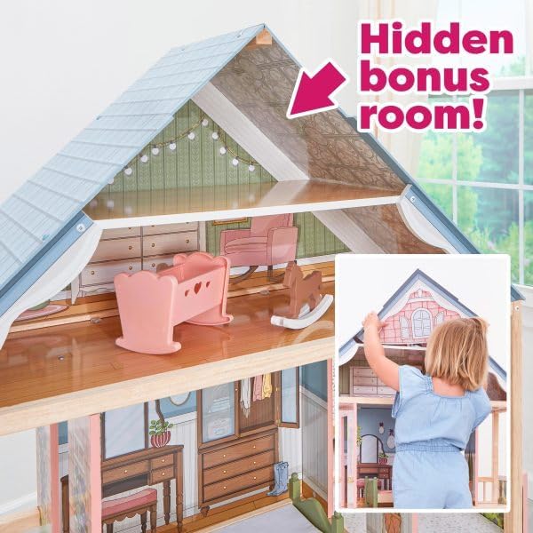 KidKraft Charlotte Classic Wooden Dollhouse with 15 Accessories, for 12" Dolls