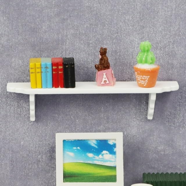 Dollhouse Wall Shelf, 1:12 Scale Miniature Dollhouse Accessories, White Doll House Storage Wall Shelf for Kitchen Scene White,Dollhouse Accessories