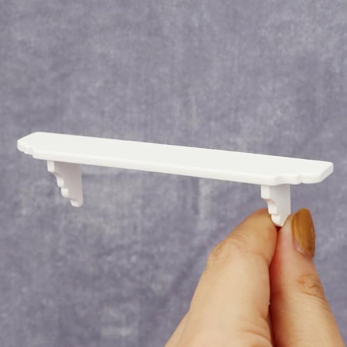 2Pcs White Dollhouse Wall Shelf, Doll House Storage Wall Shelf for Kitchen Scene Dollhouse Décor Accessories, 1:12 Scale Miniature Accessories, Decorations