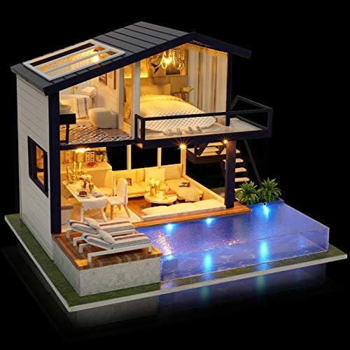 GuDoQi DIY Miniature Dollhouse Kit, Tiny House kit with Music, Miniature House Kit 1:24 Scale, Great Gift for Birthday Christmas Day, Time Apartment