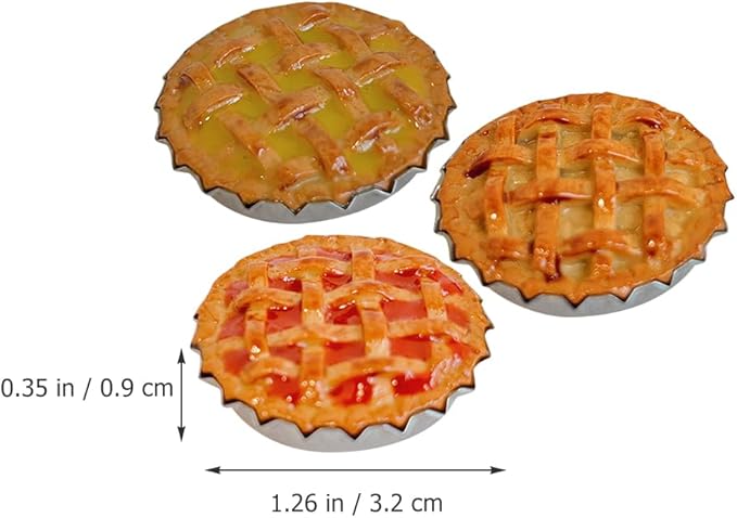 LUOZZY 3pcs Miniature Food Model Lifelike Dessert Model Doll House Pies Miniature Desserts Accessories