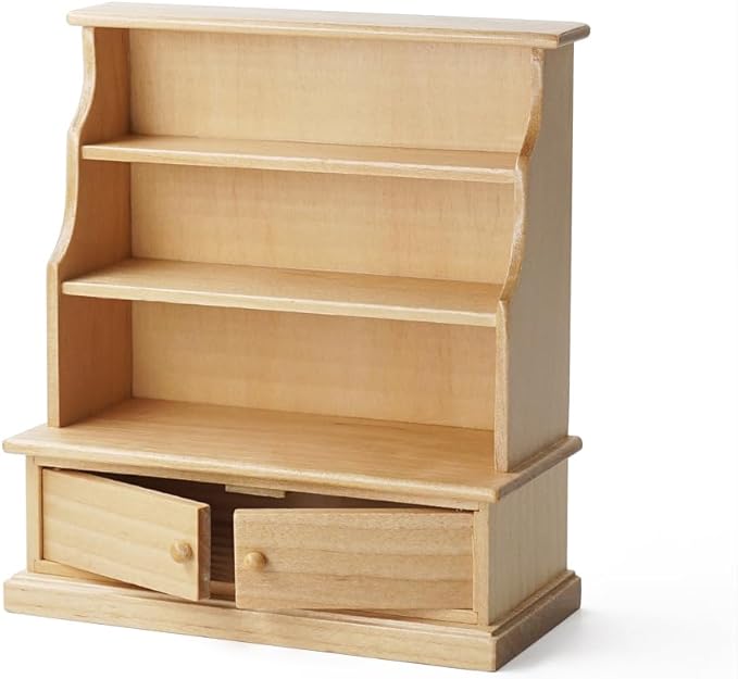 Odoria Dollhouse Bookcase Shelf Miniature: 1/12 Scale Bookshelf Storage for Living Room Antique Retro - Mini Library Wall Display Cabinet - Tiny Wood Furniture Vintage