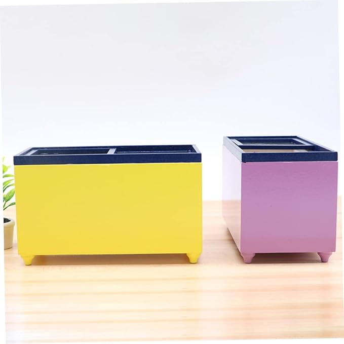 LIOOBO 1:12 Scale Miniature Dollhouse Furniture Boys and Girls Simulation Freezer Mini Fridge Toy Wooden Construction