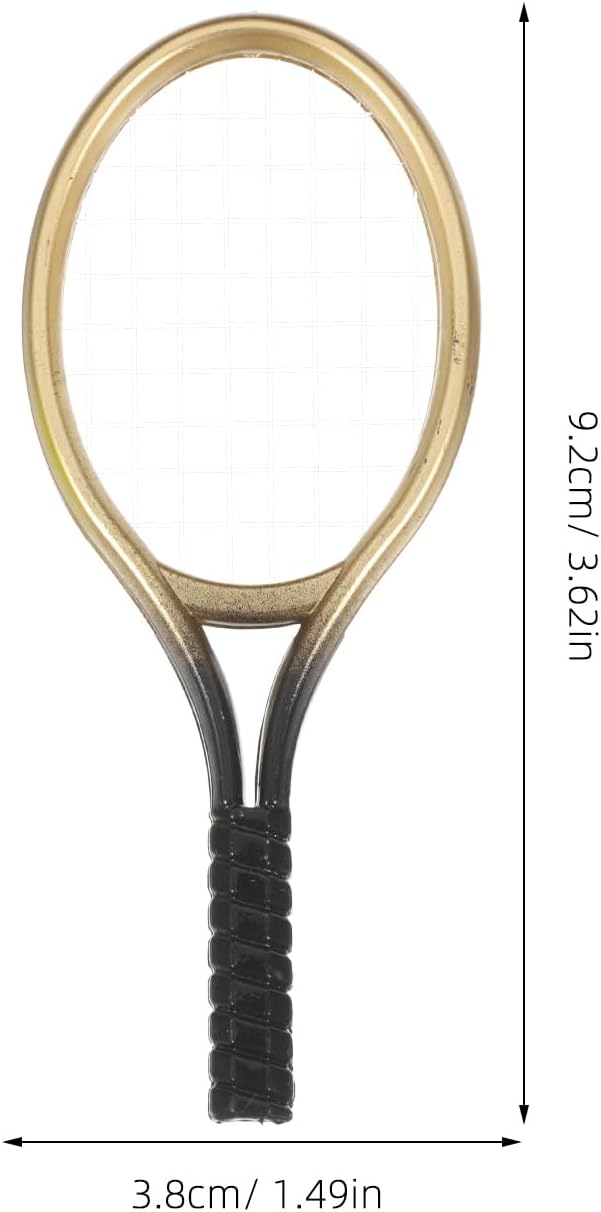 LOGOFUN 9 Sets Mini Tennis Racket and Ball Set 1:12 Miniature Tennis Racquet Kit Dollhouse Tennis Toy Mini Tennis Cake Topper for Sports Equipment Dollhouse Decorations Accessories
