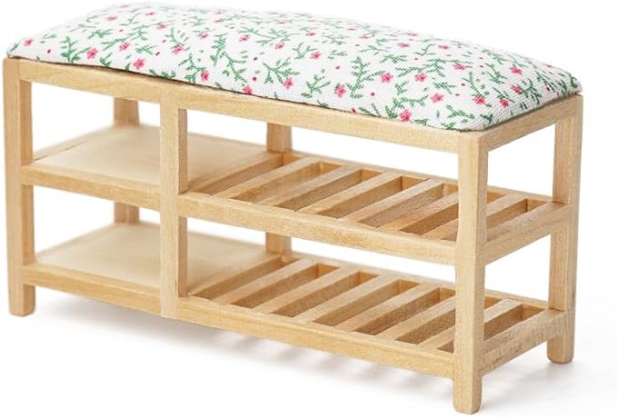 Odoria 1/12 Miniature Shoe Ottoman Bench Shoe Rack Dollhouse Furniture Accessories