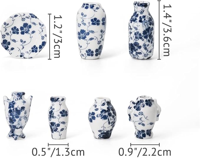 Odoria 1/12 Miniature Vases 7Pcs Dollhouse Decoration Accessories