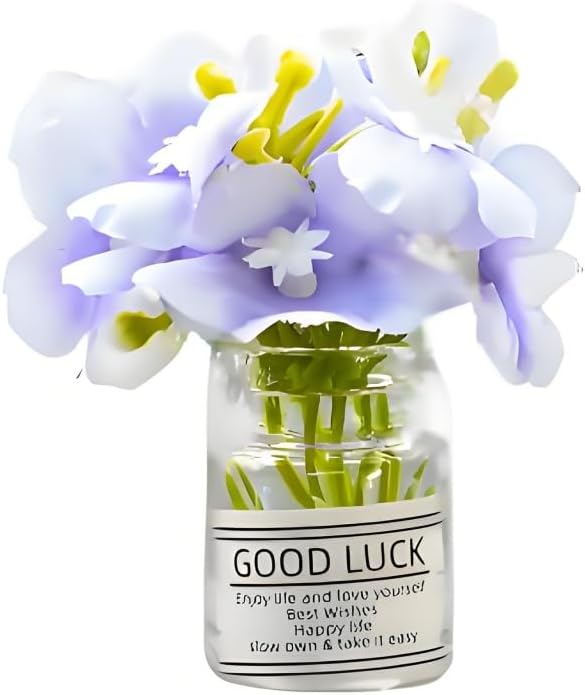 1:6 Scale Miniature Flowers in Vase Set for Dollhouse Displays, Realistic Tiny Floral Arrangements for Train Platforms, Fairy Gardens and Micro Landscapes (F)