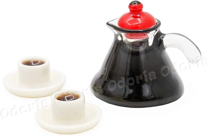 Odoria 1/12 Miniature Coffee Pot and Cups Dollhouse Decoration Accessories