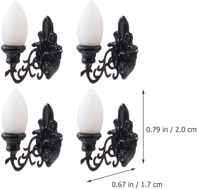 4pcs Dollhouse Wall Light Miniatures Battery Wall Lights Miniature Stuff Lamppost Model Dollhouse LED Light Miniature Wall Lamp Miniature Decor Simulation Wall Lamp Mini Lights Abs