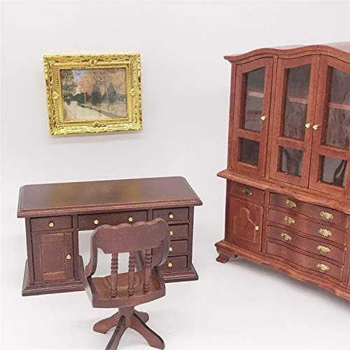 Dollhouse Decoration Accessories, 1:12 Doll House Miniature Painted Wooden Frame Mural Accessories (A)