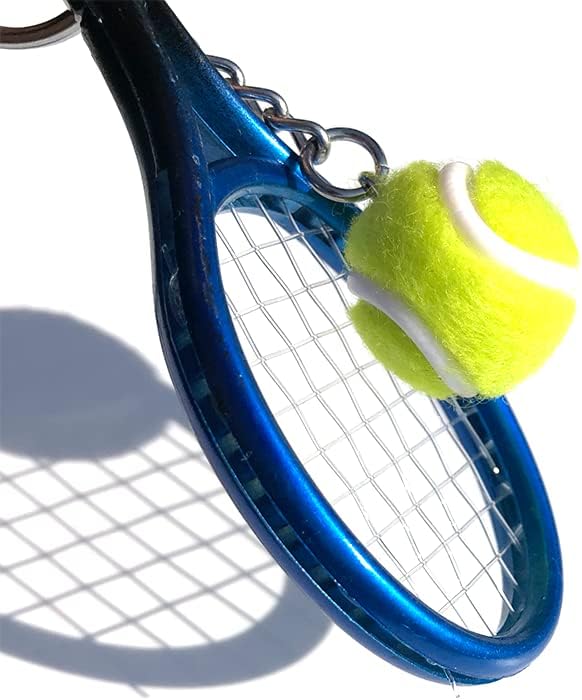 JINZHOUFZ Color Mini Tennis Racket with Ball Keychain Key Ring