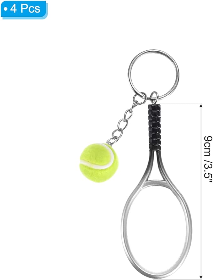 PATIKIL Tennis Keychain, Mini Tennis Racket Keychain Key Ring Tennis Ball Cute Sports Keyrings for Sport Lovers