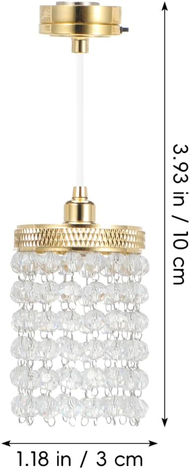 TOYANDONA Dollhouse Chandelier - 1/12 Scale Hanging Beaded Chandelier Doll House Ceiling Lights Lamp Miniature Dollhouse Lights Led Battery Operated for Doll House Decoration Accessories
