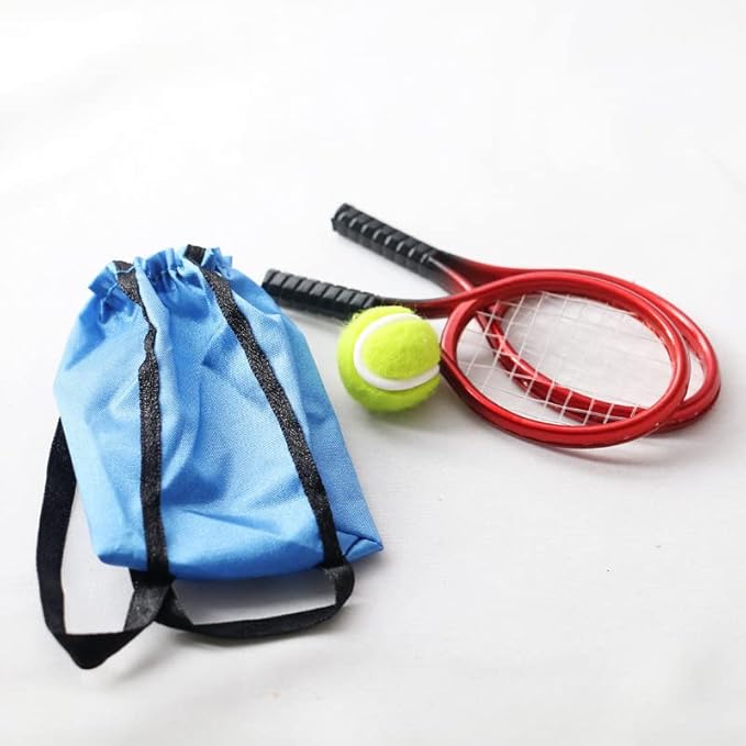 1/12 Scale Accessories Tennis Racket Sets,Miniature Dollhouse Accessories with Realistic Outdoor Scene Model for Dollhouse Sport and Decoration, Tennis Decorations for Party