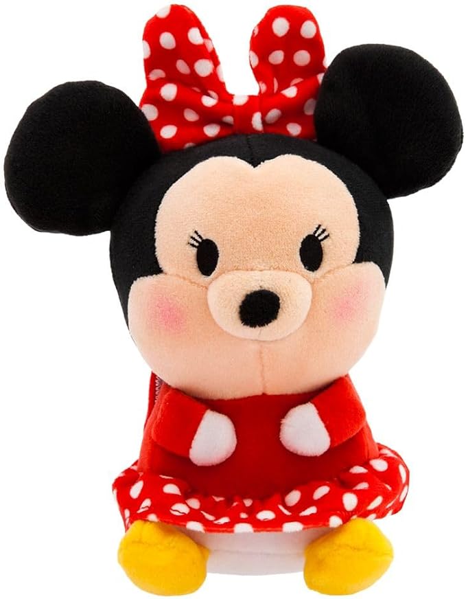 Disney Store Official Mini Mix-Its Plushies – Minnie Mouse - Cute Stuffed Animals - Mix & Match Detachable Hats - Hook and Loop Strap - Plush Toys for Kids and Collectors, 7 Inch