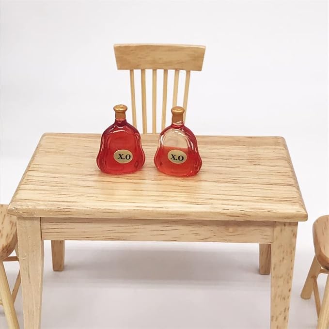 SXFSE Dollhouse Decoration Accessories, 1:12 Dollhouse Miniature 6 PCS Wine Bottle Set Model