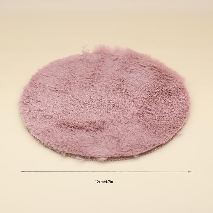 Round Dollhouse Mini Carpet, White Fluffy Rug, 4.33 Inch Diameter, Lightweight Decor for 1/12, 1/8, 1/6 Scale Miniatures (Pink)