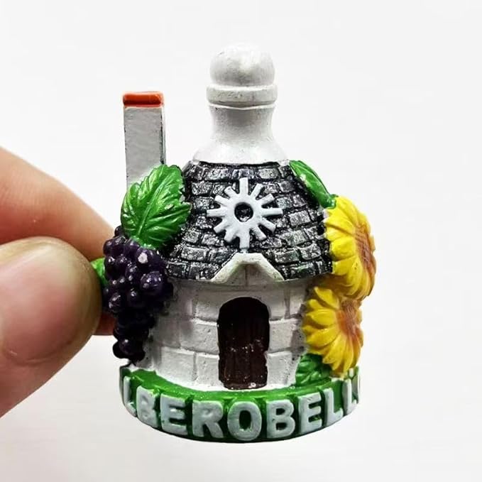 Alberobel Decorative Wine Bottle Miniature, Hand-Painted Cottage Design with Sunflower and Grape Accents, White and Green, 4.2x3.5x1.6 Inch