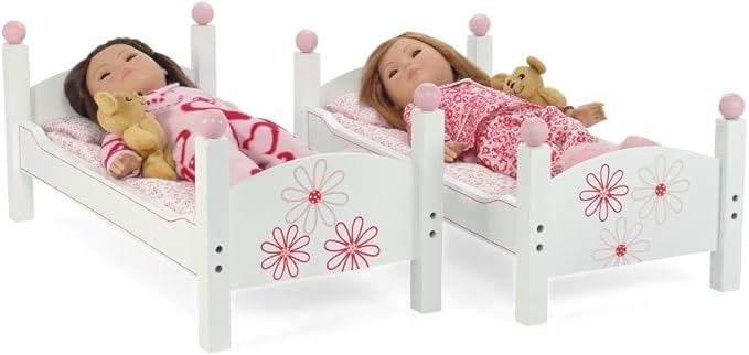 Emily Rose 18 Inch Doll Bunk Bed with Floral Bedding & Ladder | 2 Stackable Single Beds | Fits 18” American Girl Dolls, Our Generation, My Life As | USA Designed | Ages 5+ | Ideal Gift