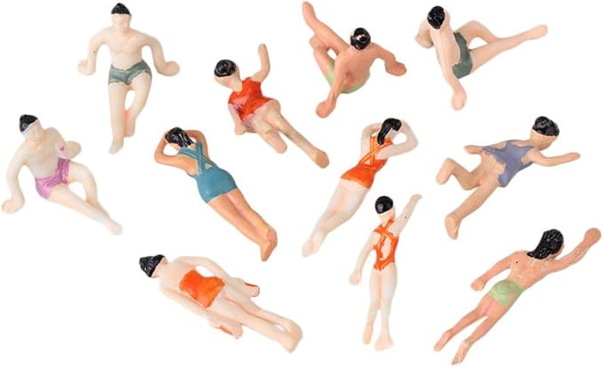 BQLZR 1:75 Multicolor ABS Unpainted Miniature Beach People Figures Mini People Pack of 20