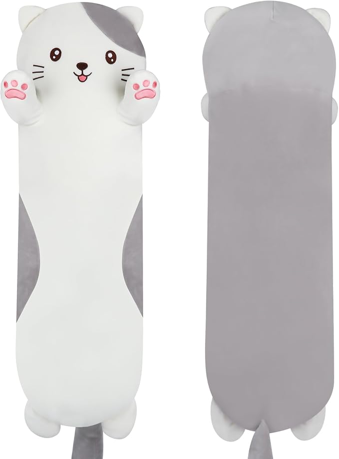 44 inch Giant Cat Stuffed Long Body Pillow, Jumbo Cat Stuffed Animal, Soft Plush Toy Cuddle Plushies Gift for Kids Boys Girls Birthday