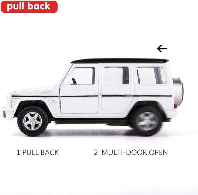1:36 Scale Benz G63 Car Model for Kids, Alloy Pull Back G Wagon Vehicles Toy Car for Toddlers Kids Boys Girls Gift (White)