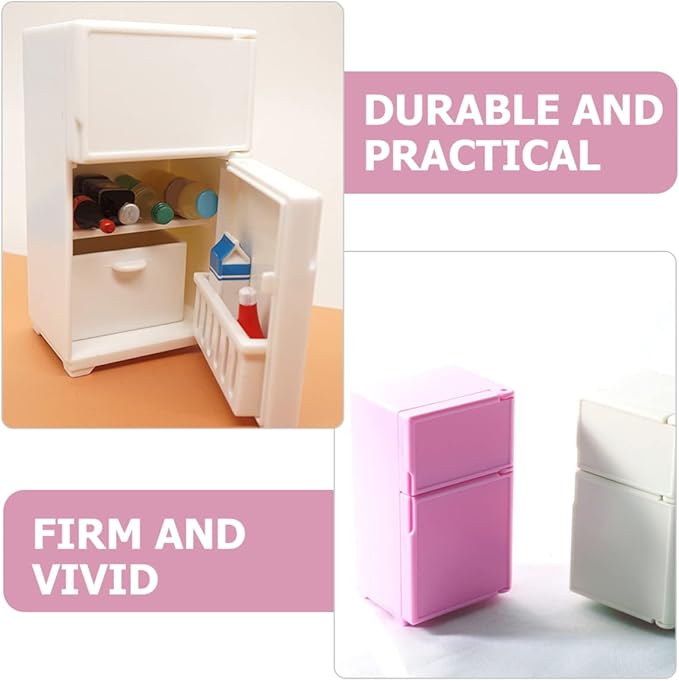 Kisangel 2pcs Doll House Refrigerator Mini Fridge Toy Dollhouse Fridge Miniature Toys Dollhouse Refrigerator Toy for Kids Dollhouse Furniture