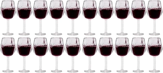 LUOZZY 40 Pcs Miniature Wine Goblets Dollhouse Accessories Red and Burgundy Glass Cups Tiny Kitchen Decor Micro Landscape Props for DIY Crafts