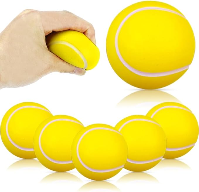 Fulanfudi 24 PCS Tennis Cupcake Toppers Foam Mini Soccer Stress Ball Soccer Ball Cupcake Picks Football Theme Cake Topper for Kids Stress Relief Relaxation Party Decoration School Carnival Reward