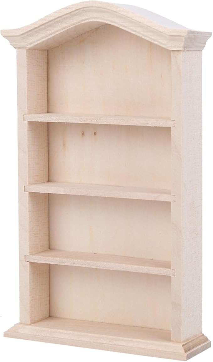 1:12 Mini Bookshelf for Mini Books, 6.2 x 3.7in Dollhouse Bookshelf, Wooden Miniature Bookshelf Decoration as Accessory for Miniature Gardens and Window Displays