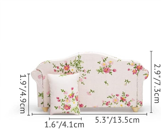 Odoria 1/12 Miniature Couch Sofa Dollhouse Furniture Accessories, Pink