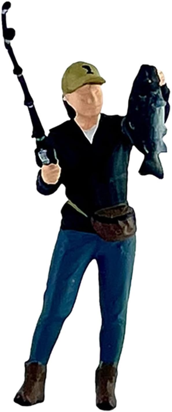 1/64 Fishing Figure Miniature Resin Model, Tiny People Decoration