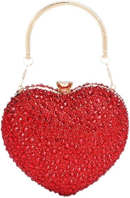 changes girl Heart Shaped Acrylic Clutch Purses Mini Purse Sparkling Rhinestone Handbag Clutch