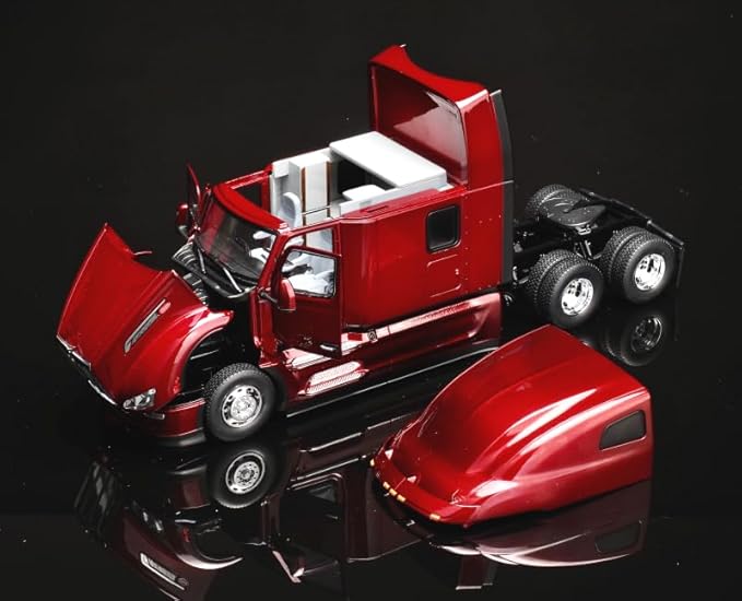 Diecast Masters 1:32 Scale Peterbilt Model 579 Ultraloft - Opening Hood & Doors - PACCAR Engine | Transport Series | Legendary Red Cab in Flip Box Model 71091