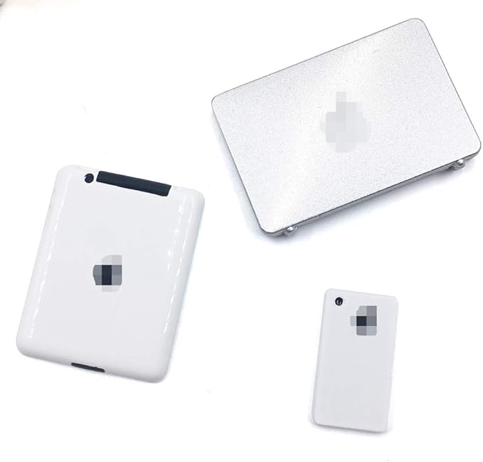 3 Pack Dollhouse Mini Laptop Tablet and Smart Phone Scene Computer Simulation Accessories for Doll 1/6 1/12 Miniatures Silver