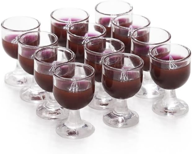Odoria 1/12 Miniature Wine Glasses 12Pcs Dollhouse Decoration Accessories, Red Wine